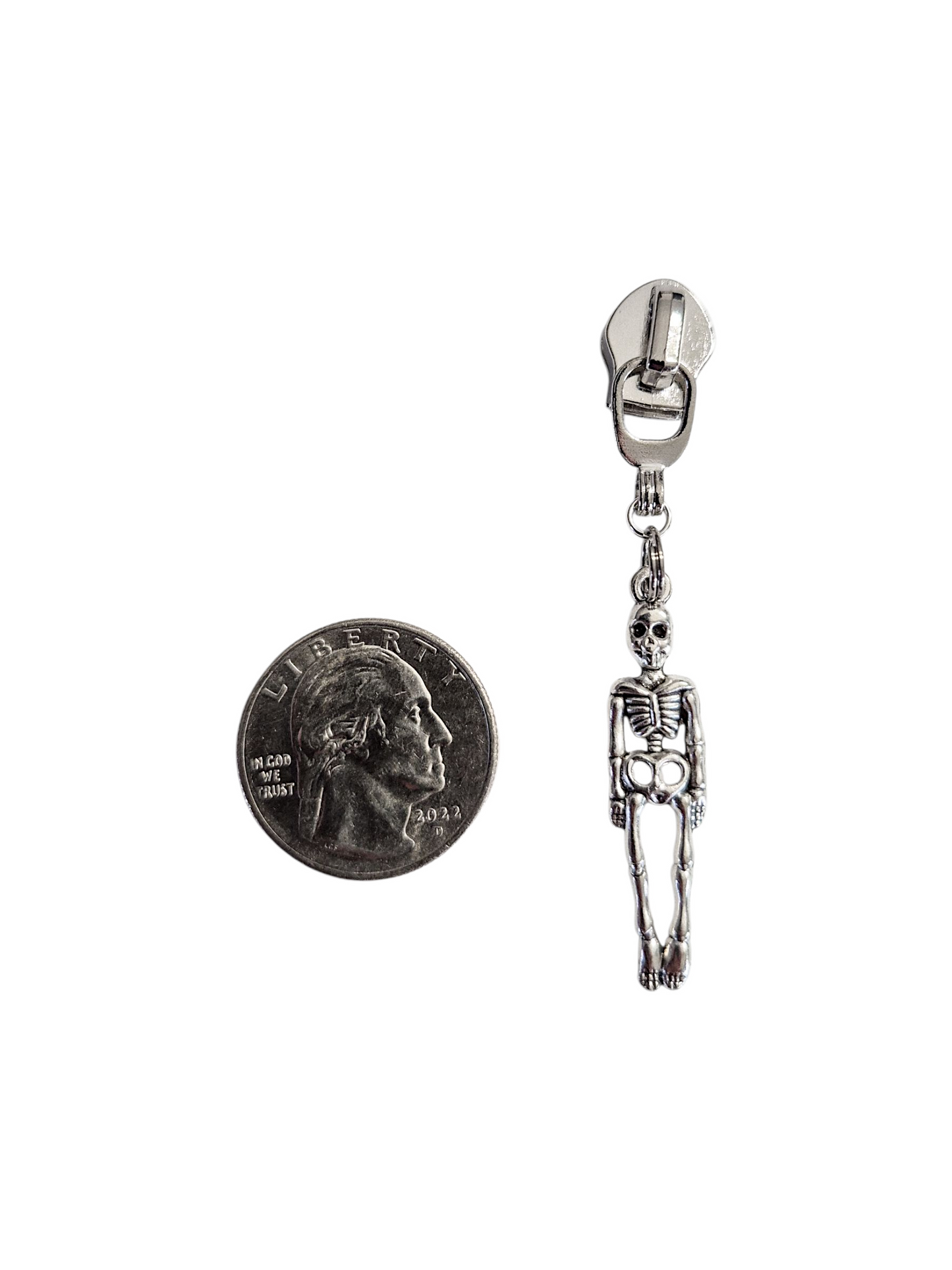 Silver Skelly Zipper Pull