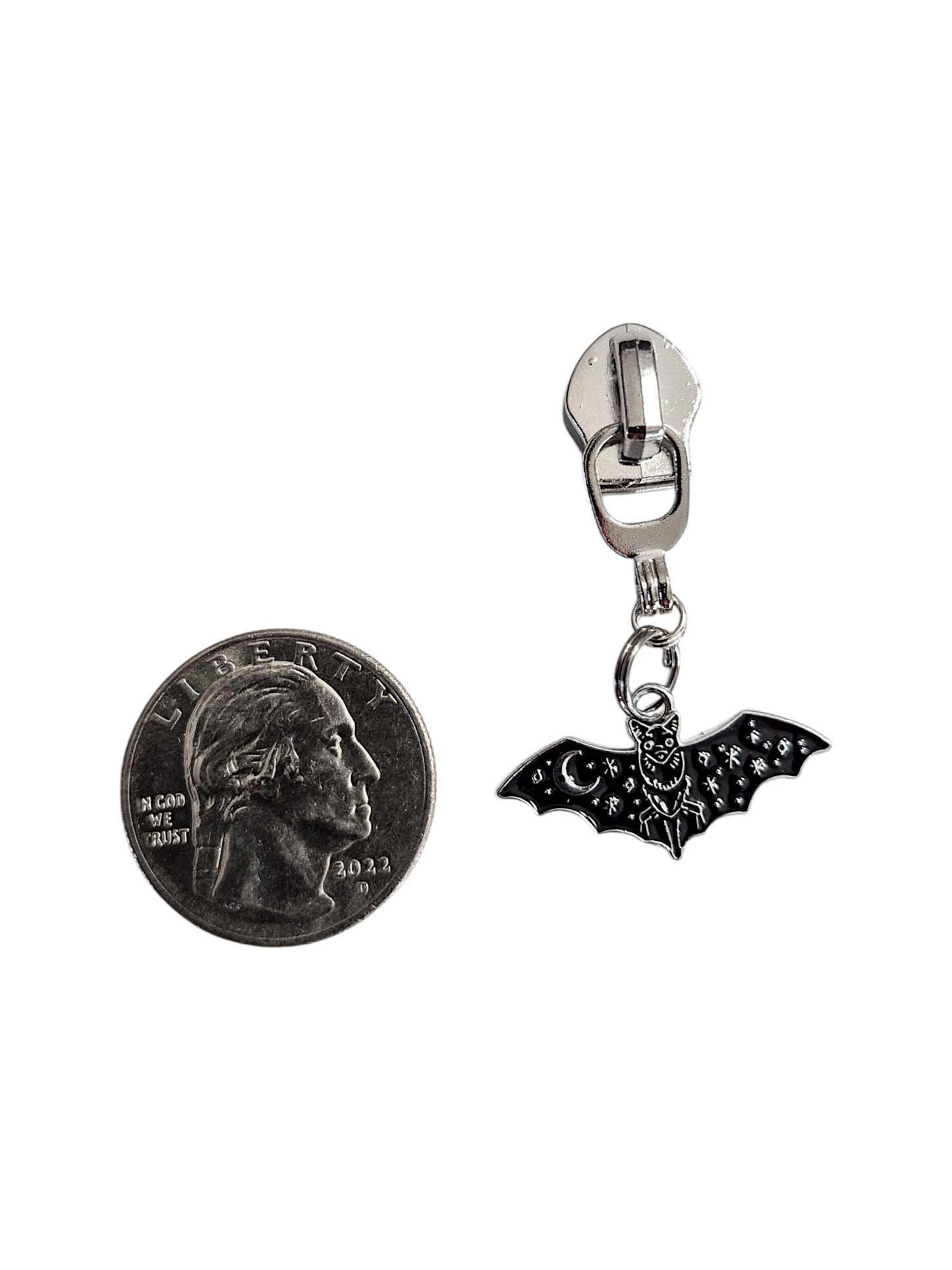 Bat in Black Zipper Pull