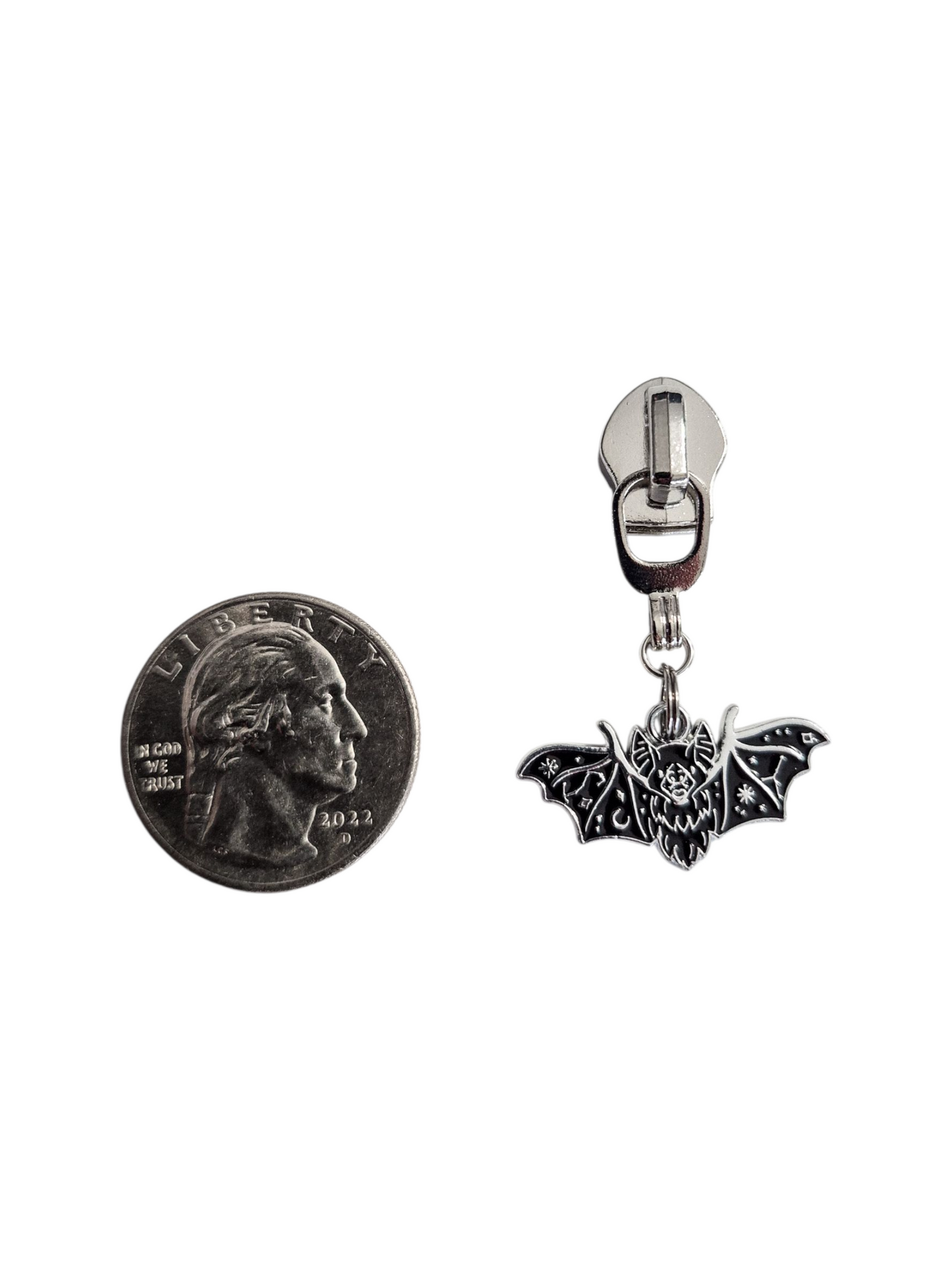 Bat in Black Zipper Pull