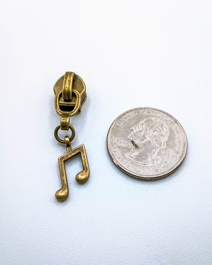 Bronze Music Notes Zipper Pull