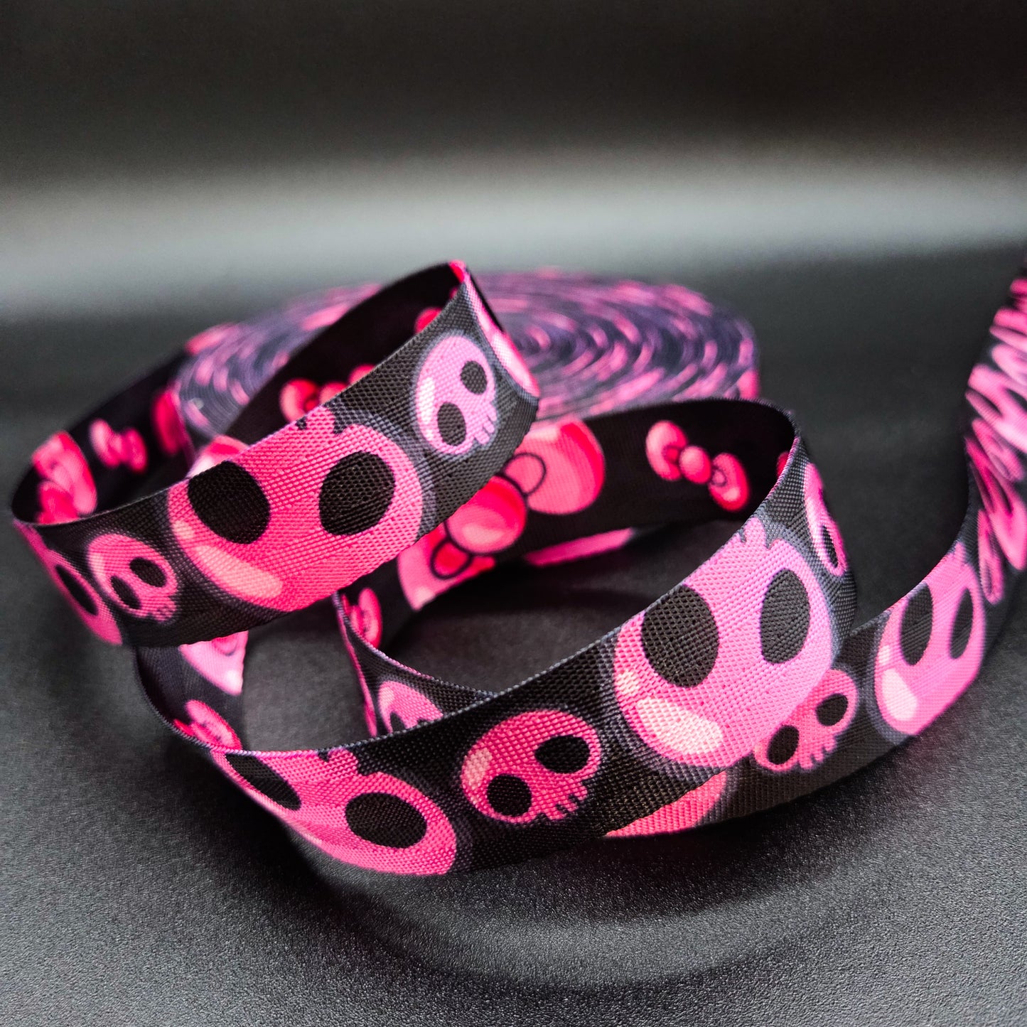 Pink Skulls N Bows Webbing