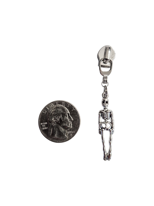 Silver Skelly Zipper Pull