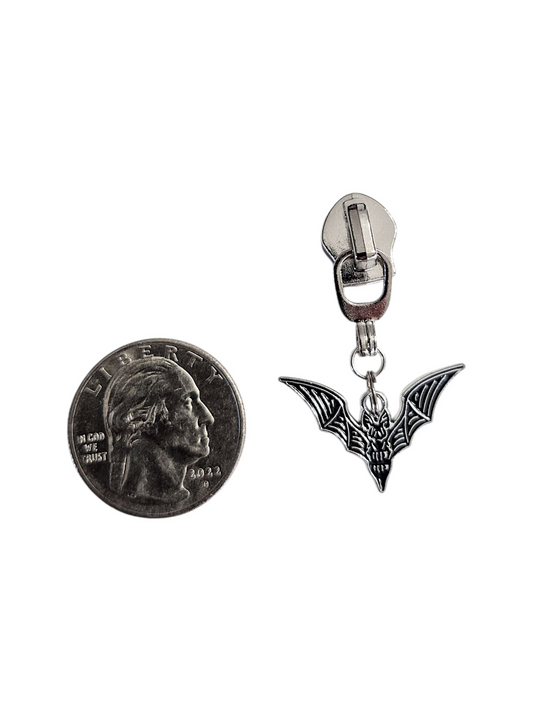 Bat in Black Zipper Pull