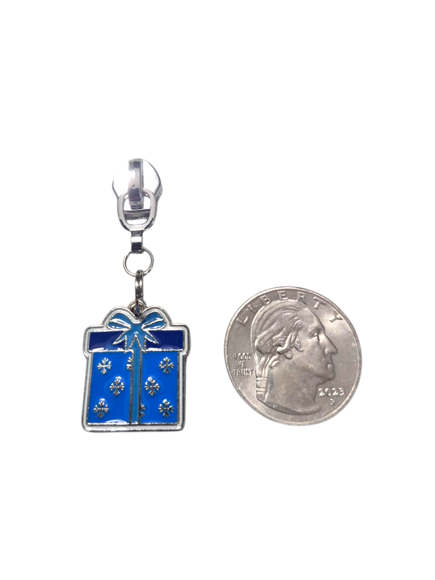 Blue Christmas Zipper Pulls