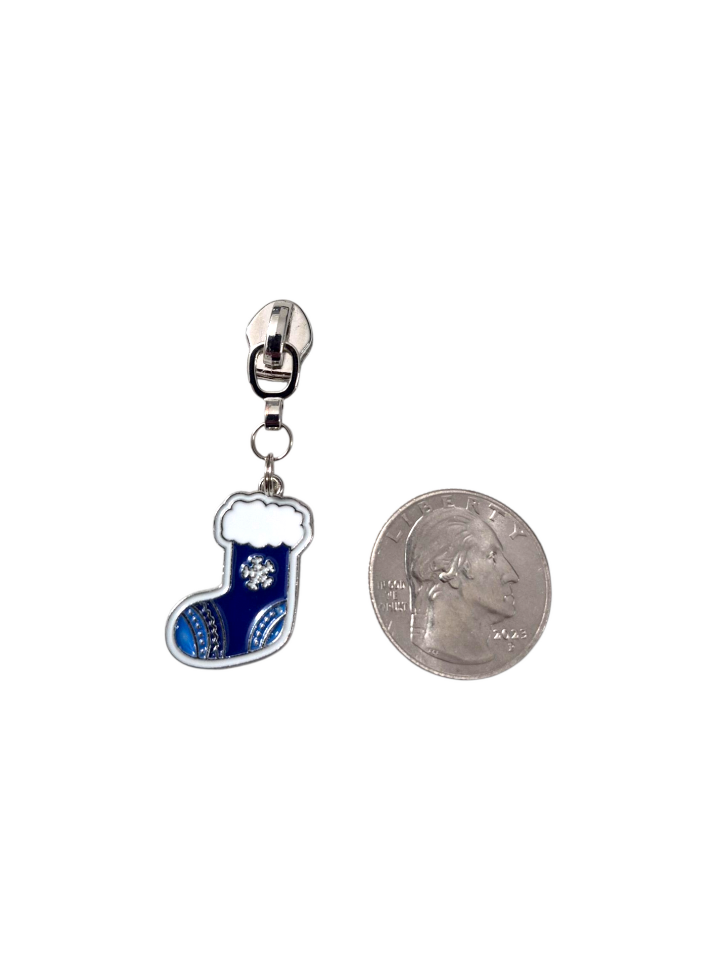 Blue Christmas Zipper Pulls