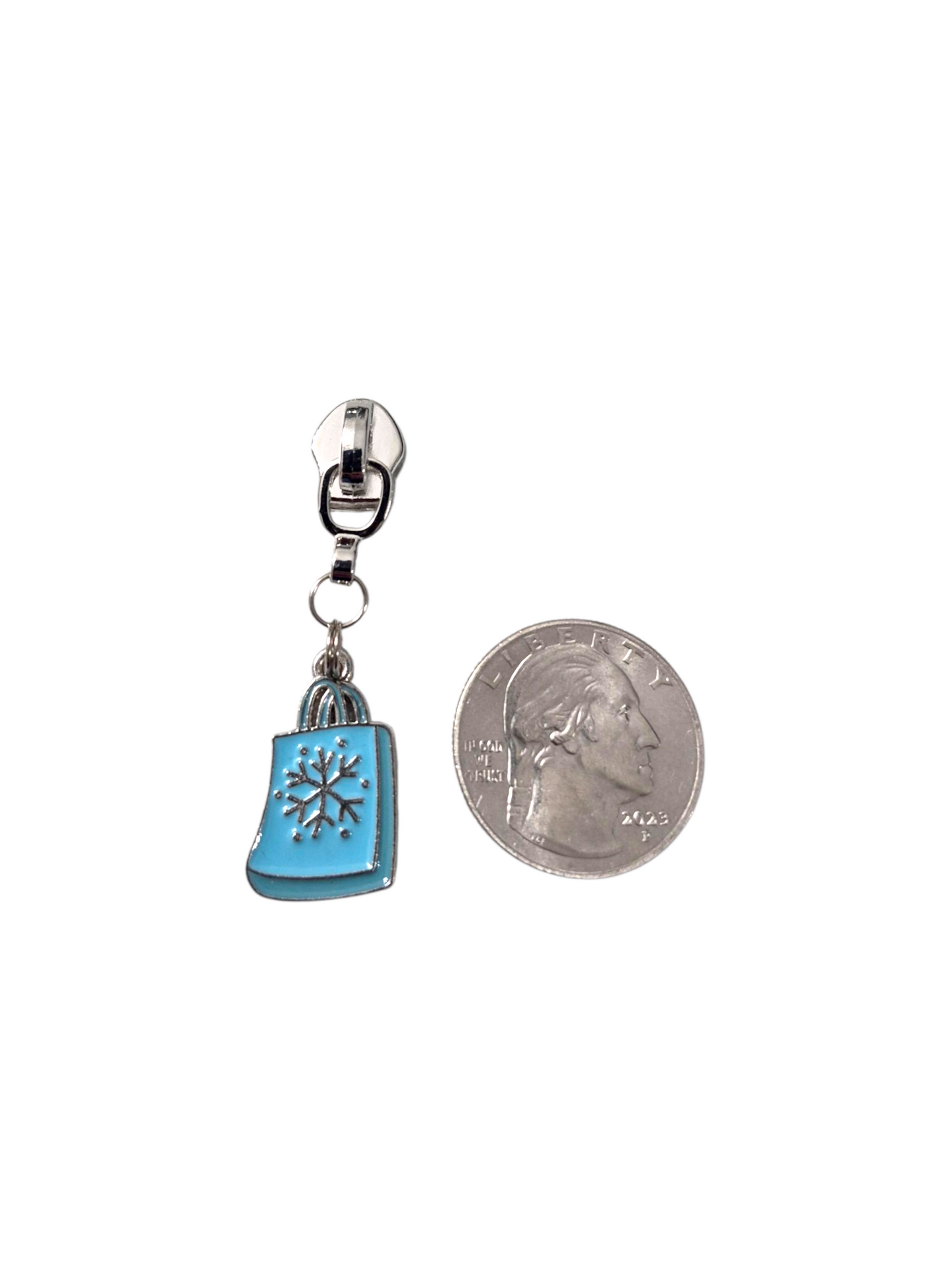 Blue Christmas Zipper Pulls