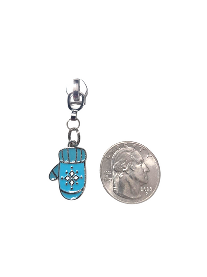 Blue Christmas Zipper Pulls