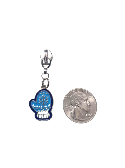 Blue Christmas Zipper Pulls