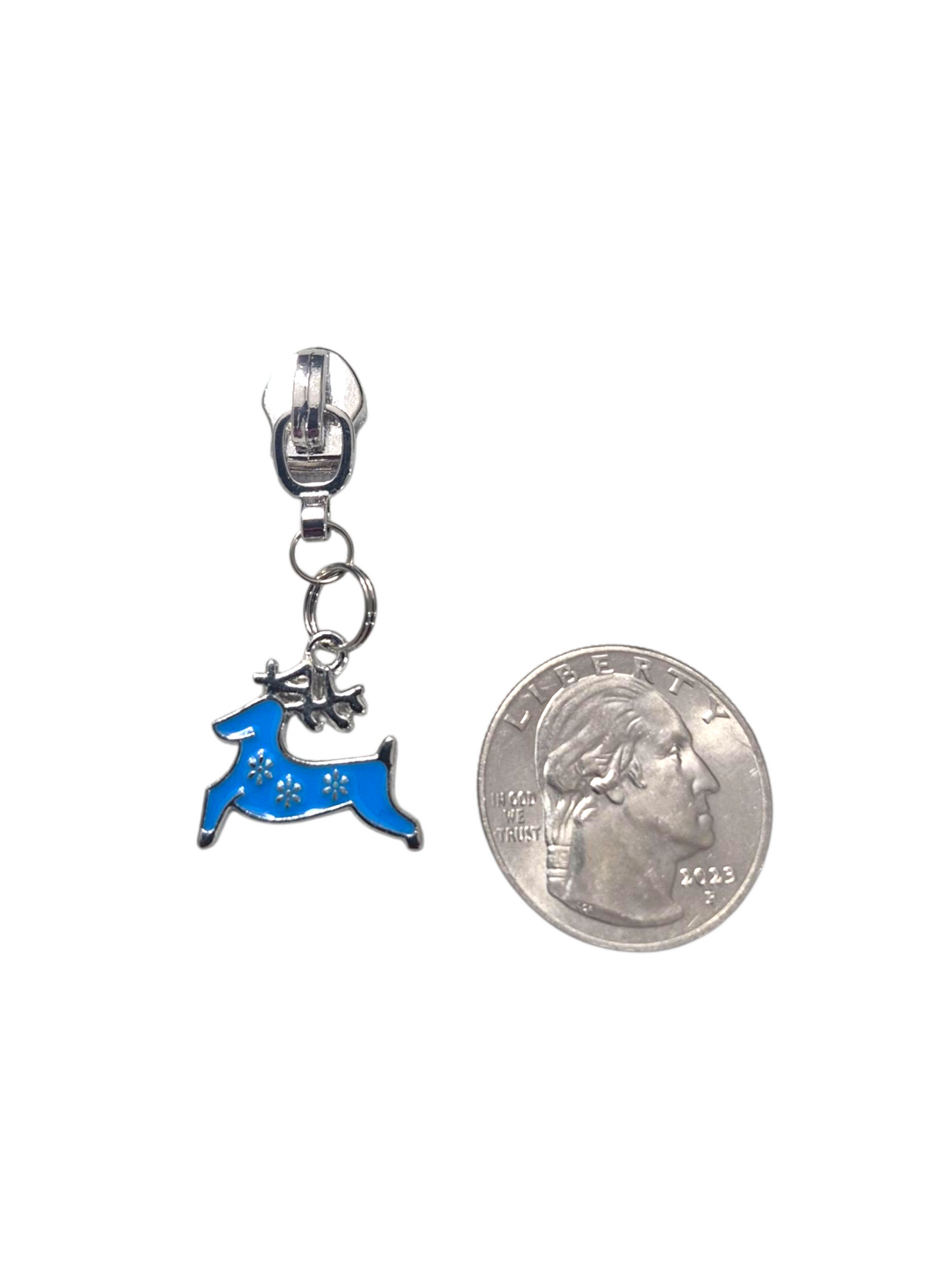 Blue Christmas Zipper Pulls