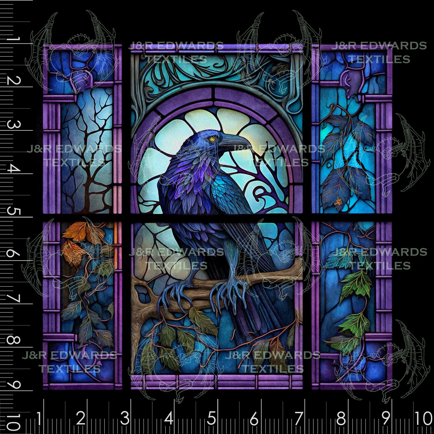 Panel Stained Glass Raven